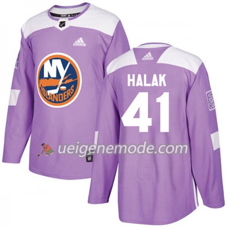 Herren Eishockey New York Islanders Trikot Jaroslav Halak 41 Adidas 2017-2018 Lila Fights Cancer Practice Authentic